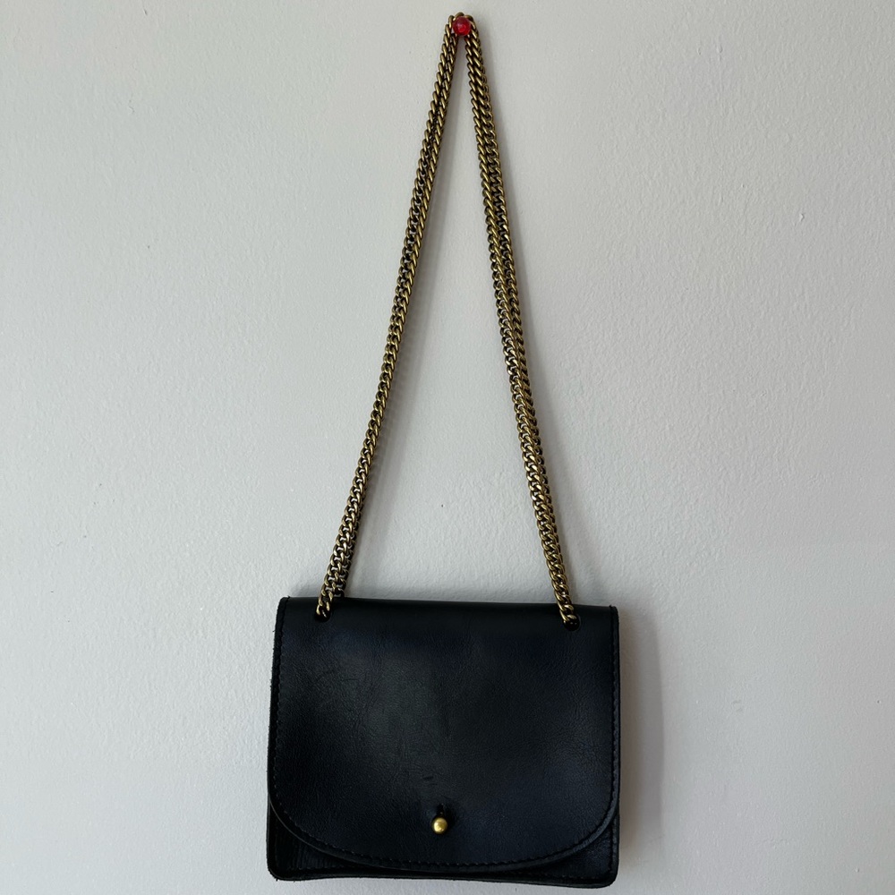 Madewell black leather chain crossbody / shoulder mini bag